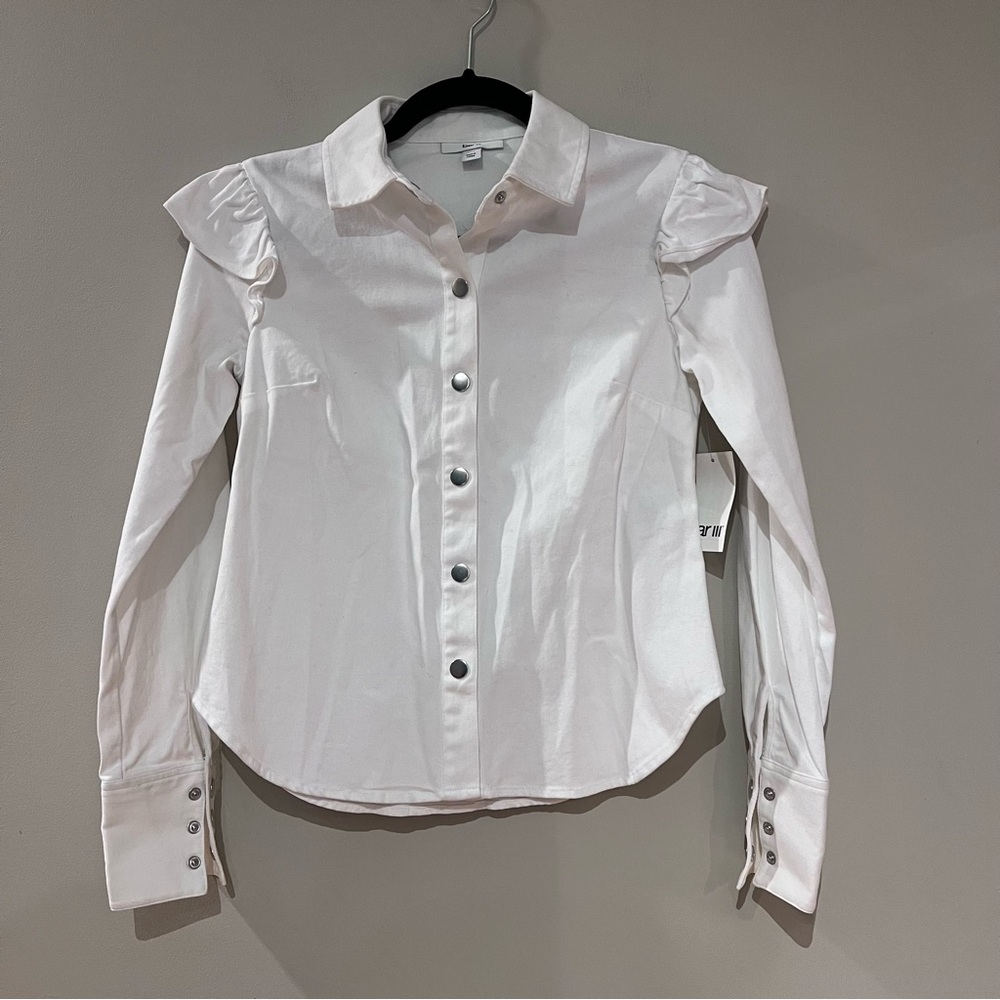 Bar III White Button Down Blouse NWT
